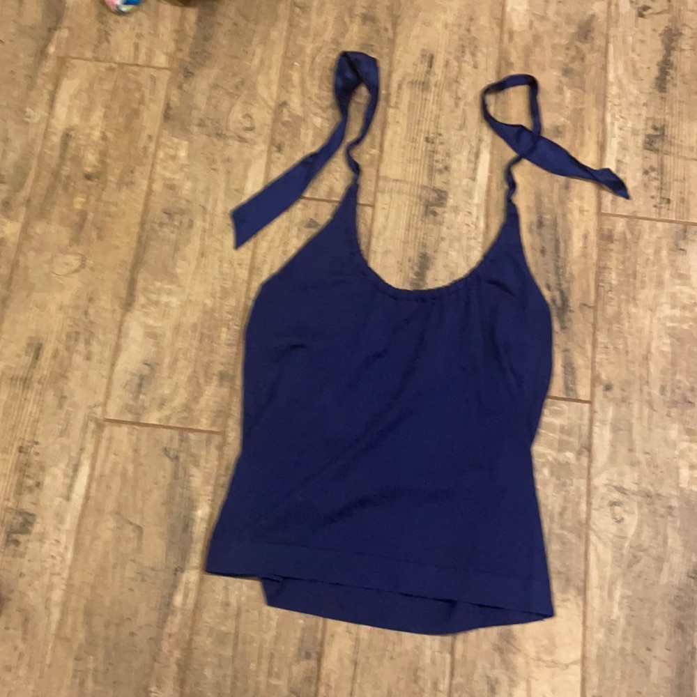 VGUC Large Blue Ann Taylor Halter w/ Ribbon Straps